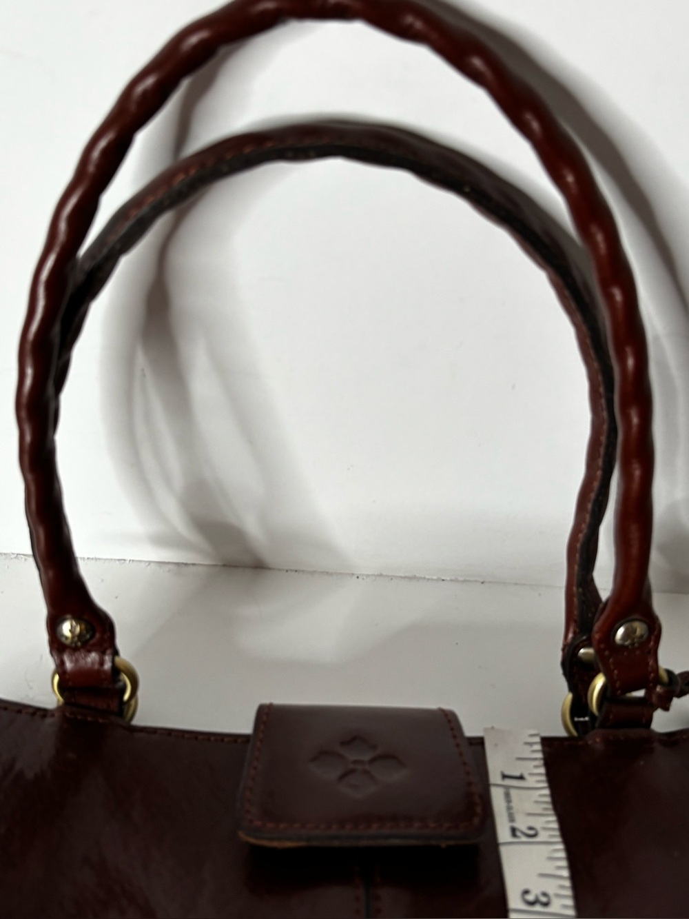 Patricia Nash Rienzo Satchel Dark Brown Leather Shoulder Bag British Tan - Picture 5 of 8